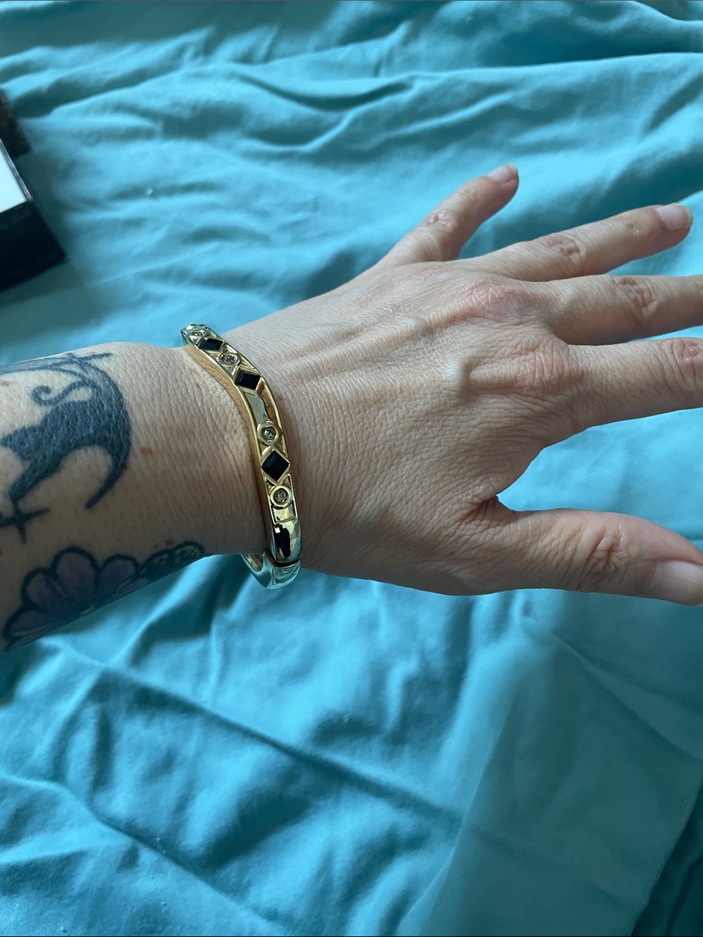 Gallery Gold Bracelet with Black and Clear Accents - Picture 2 of 4